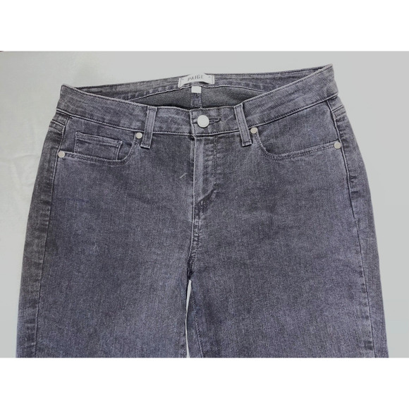 Paige 'Verdugo Ankle' Lightweight Raw Cuff Roller Jeans. Washed Black, Size 31. - Picture 2 of 5